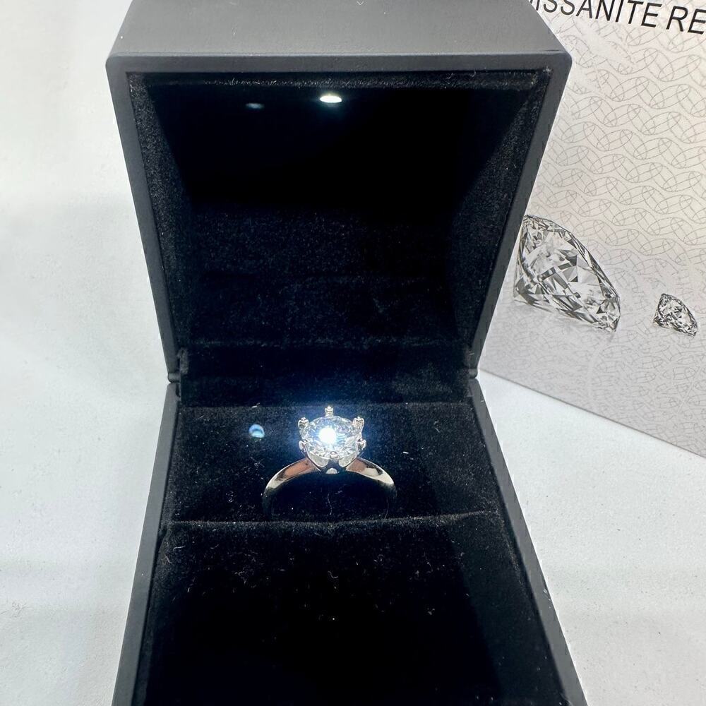 Moissanite Diamond Engagement Ring 6 Prong Wedding Anniversary GRA 18K 925 2 Ct - Picture 9 of 11